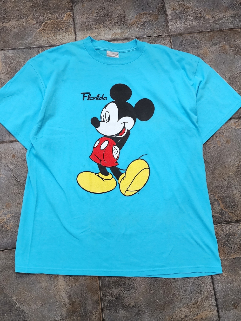 Vintage Y2K Florida Mickey Mouse XL Disney World Cartoon Blue Nike T Shirt